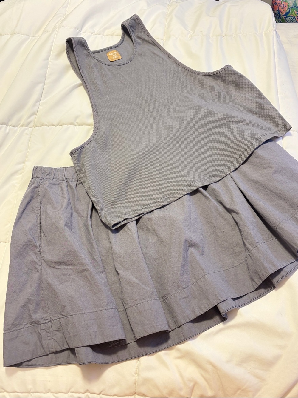 NWOT FREE PEOPLE two piece grey skirt set